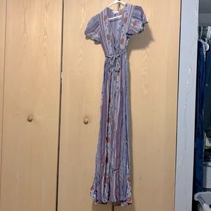 Blue maxi wrap dress